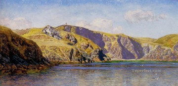 ジョン・ブレット Painting - 穏やかな海の風景のある海岸の風景 ブレット・ジョン